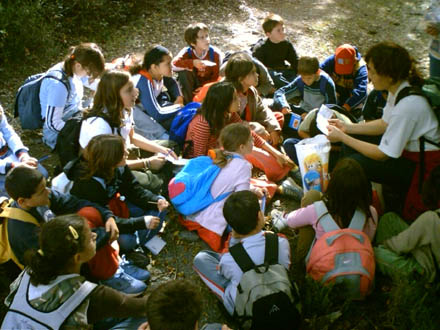 Visita dels escolars a un parc