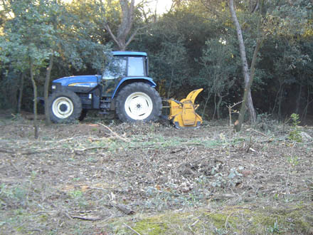 Treballs d’eliminació de restes amb tractor forestal amb desbrossadora de martells. Novembre 2007