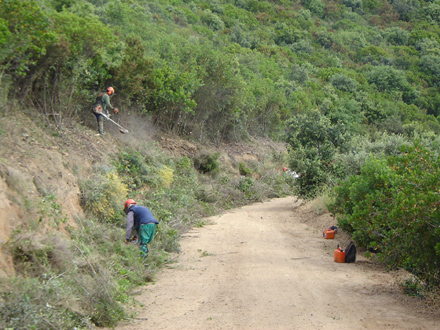 Treballs de realització de la secció de servei al camí d’accés a l’ermita de Reixac. Juny 2009