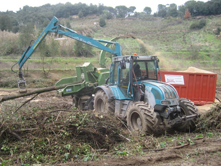 Trituració de la fusta no comercial tallada del bosc de ribera. Març 2013