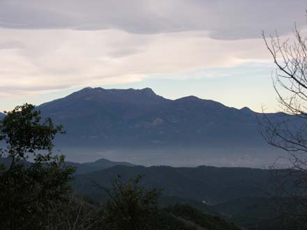 Vista del massís del Montseny des de la zona de treball. Gener 2007